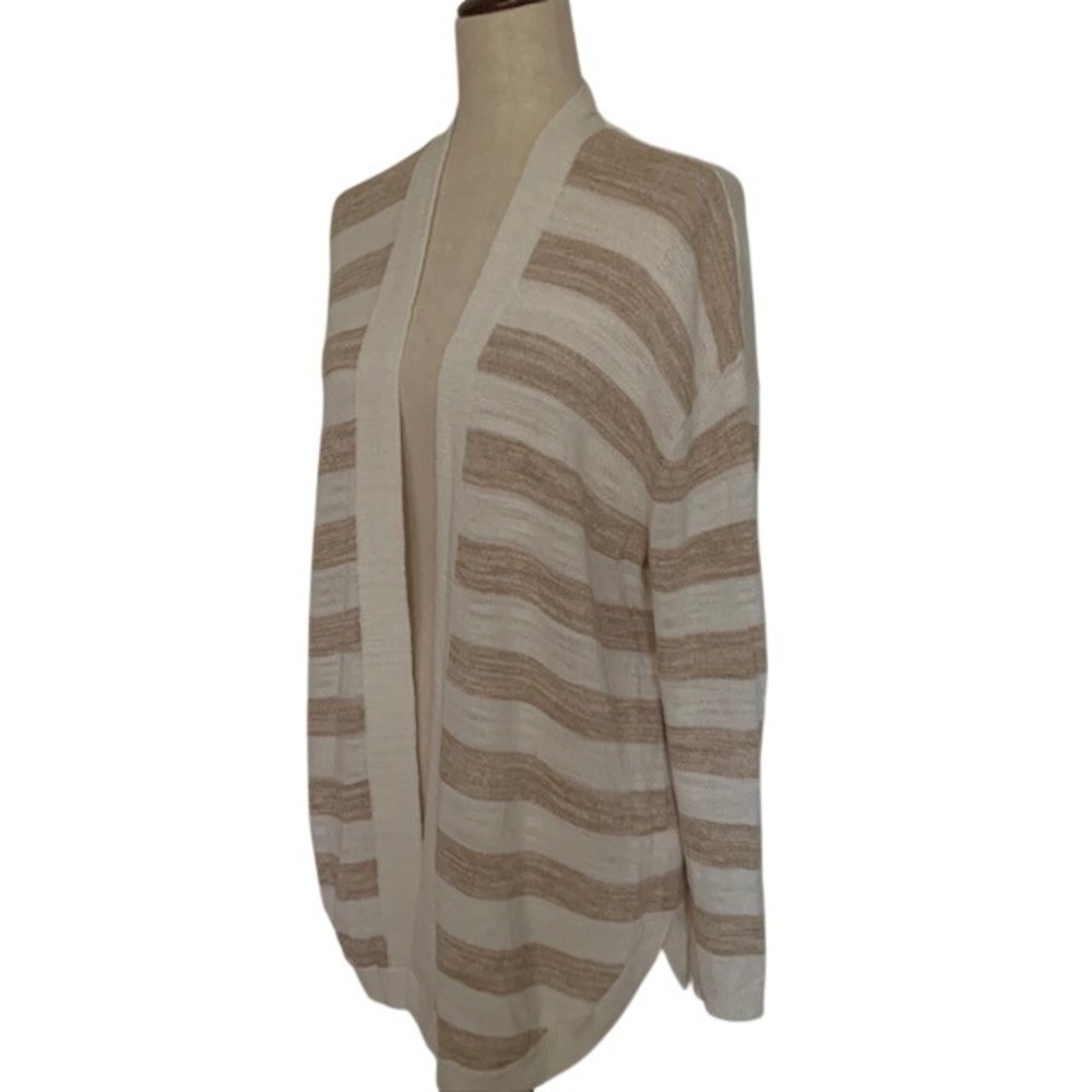 Talbots Open Front Cardigan Striped Coastal Minimalist Quiet Luxury Capsule